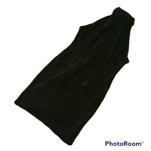 Bloomingdale's Black Halter BEADED COCKTAIL dress PARTY TUXEDO FORMAL NEW YEAR’S